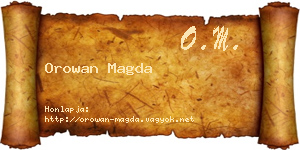 Orowan Magda névjegykártya